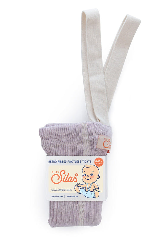 Silly Silas, Footless Tights with Braces, Creamy Lavender, baby tights, children’s tights, Nottinghamshire Stockist, independent children’s store, independent kids brands  