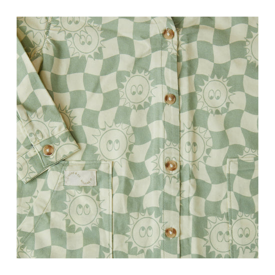 Claude & co check sunshine overalls in Sage, children’s clothing, baby clothing, sustainable children’s clothes, Claude & Co stockist, Nottinghamshire stockist, modern kids store, birthday gift