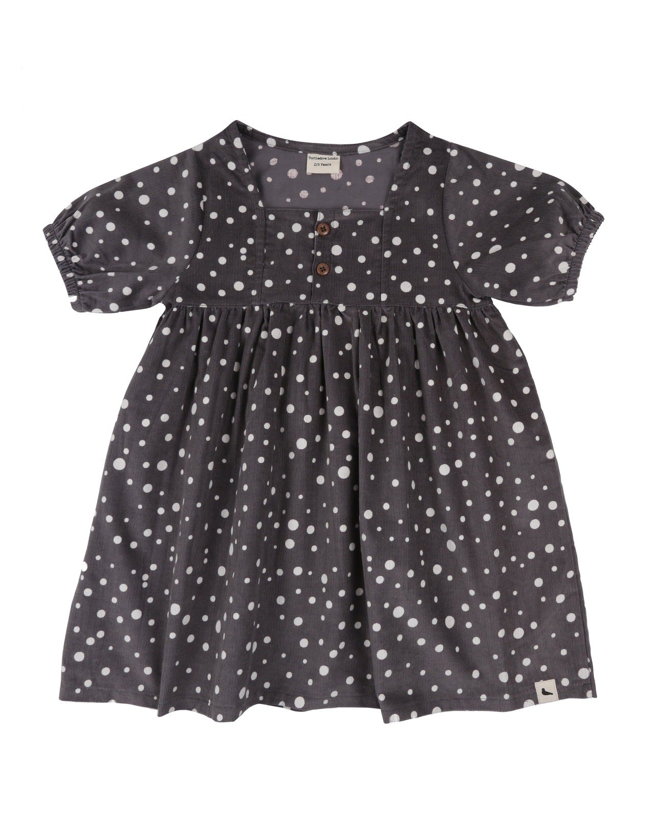 Load image into Gallery viewer, Girls Scatter Dot Print Cord Dress, Turtledove London, Turtledove Clothing, Girls Dresses, Children’s Clothing, Birthday Gift for Children, Nottinghamshire Independent Store, Turtledove Stockist
