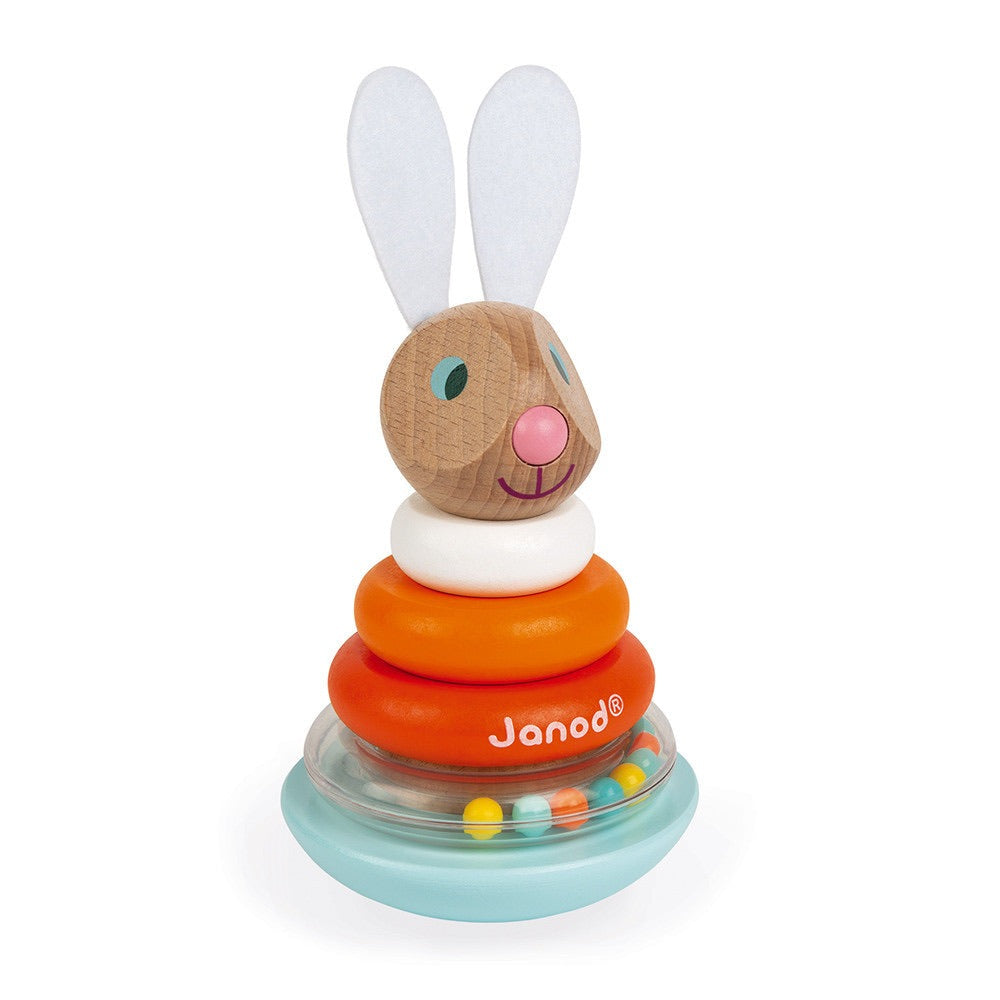 Janod Roly Poly Wooden Stacking Rabbit Baby Toy is available from Nottinghamshire children’s store Alf & Co